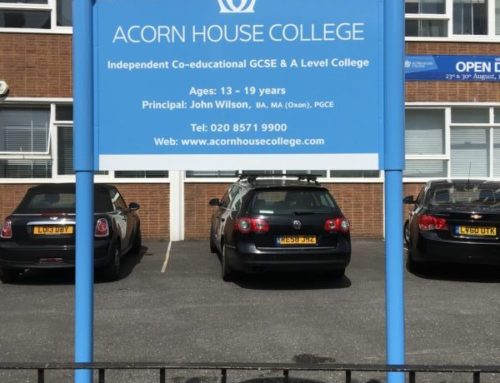 Acorn House premium post mounted school sign